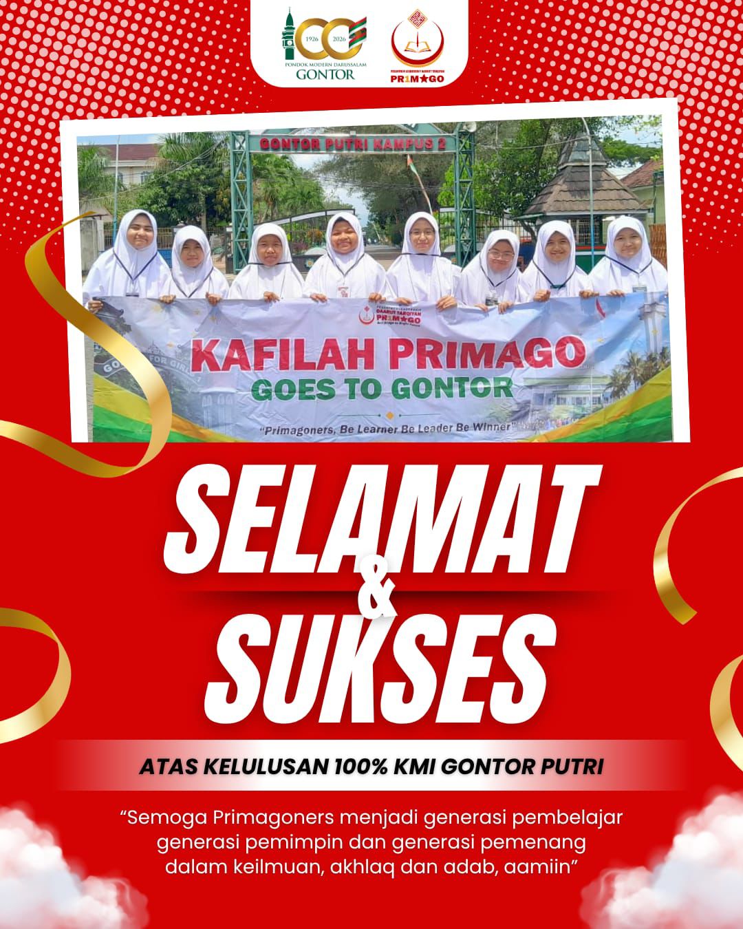 Santriwati Primago Lulus 100 Persen Masuk Pondok Modern Darussalam Gontor Tahun 2026