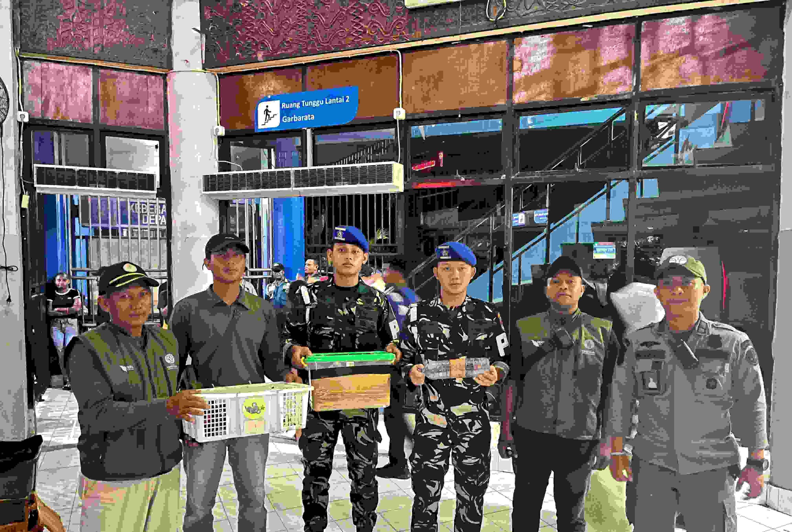 TNI AL GAGALKAN PENYELUNDUPAN SATWA DILINDUNGI DI KM GUNUNG DEMPO, DELAPAN EKOR BURUNG LANGKA DIAMANKAN