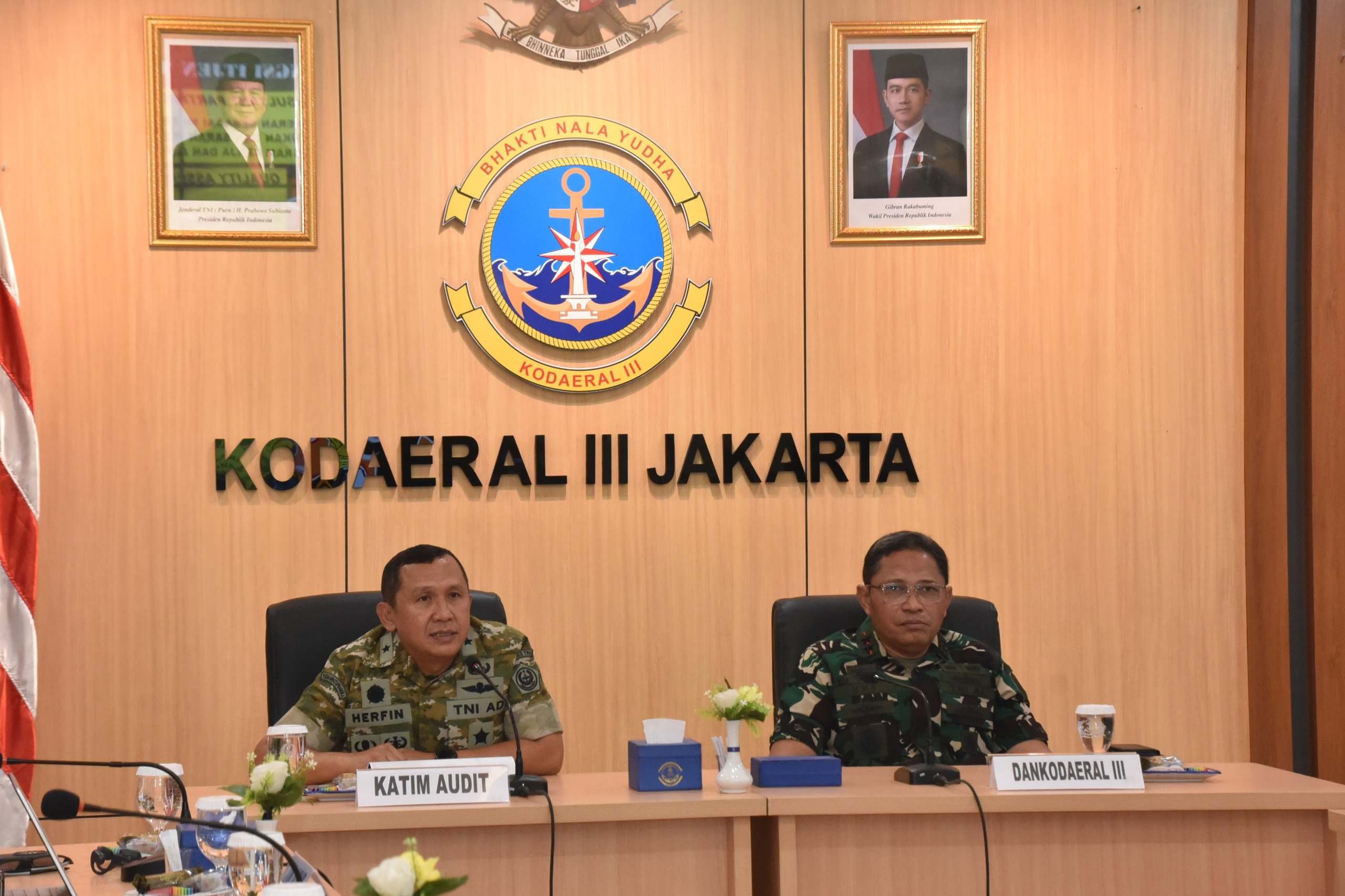 DANKODAERAL III TERIMA KEDATANGAN TIM AUDIT ITJEN TNI DI MAKODAERAL III