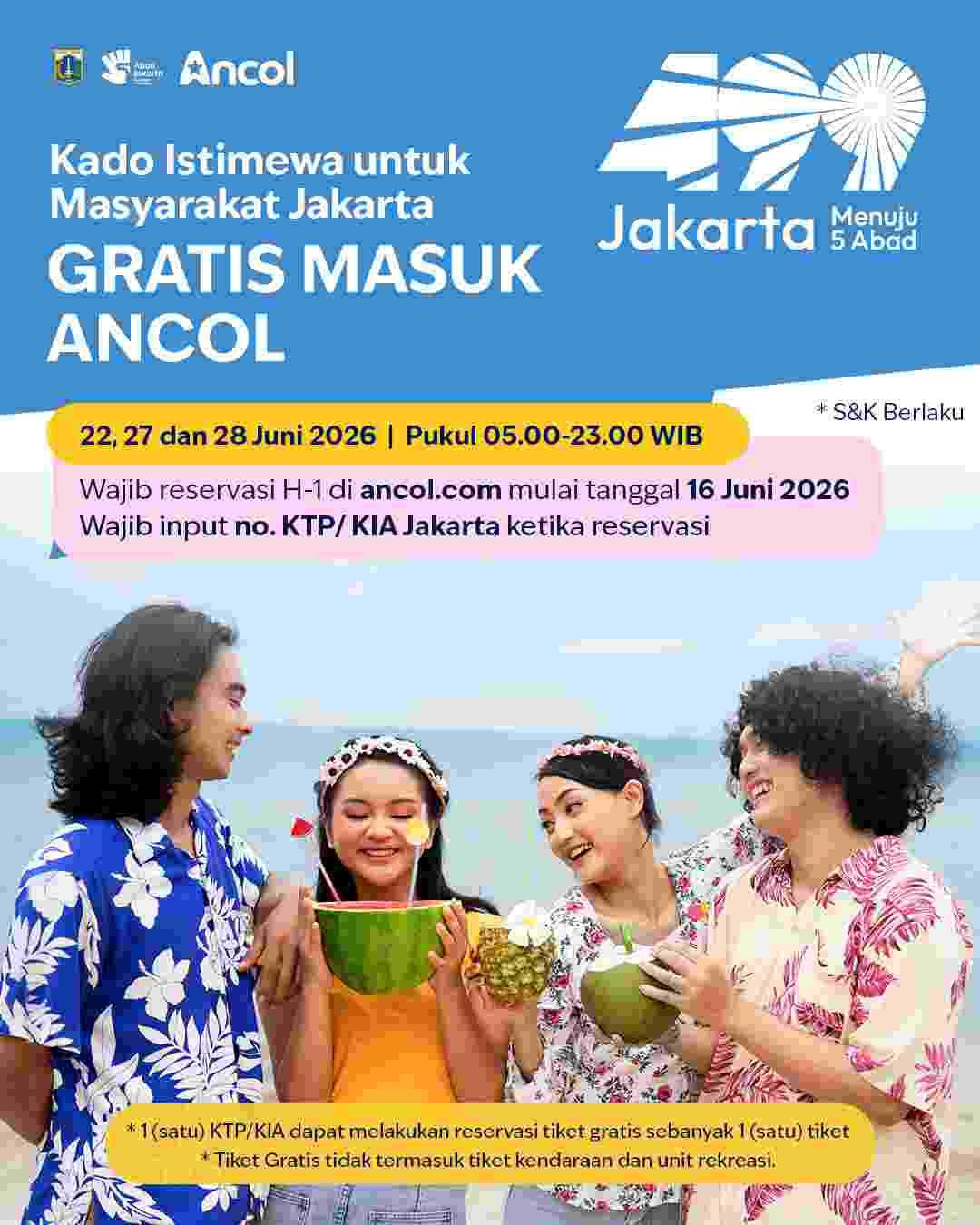 HUT Jakarta ke-499, Ancol Gratiskan Tiket Masuk untuk Warga Ber-KTP Jakarta Selama Tiga Hari