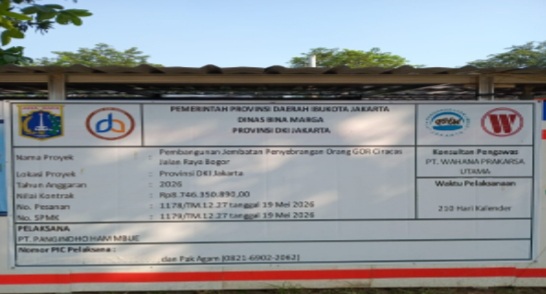 Pemprov DKI Bangun JPO GOR Ciracas