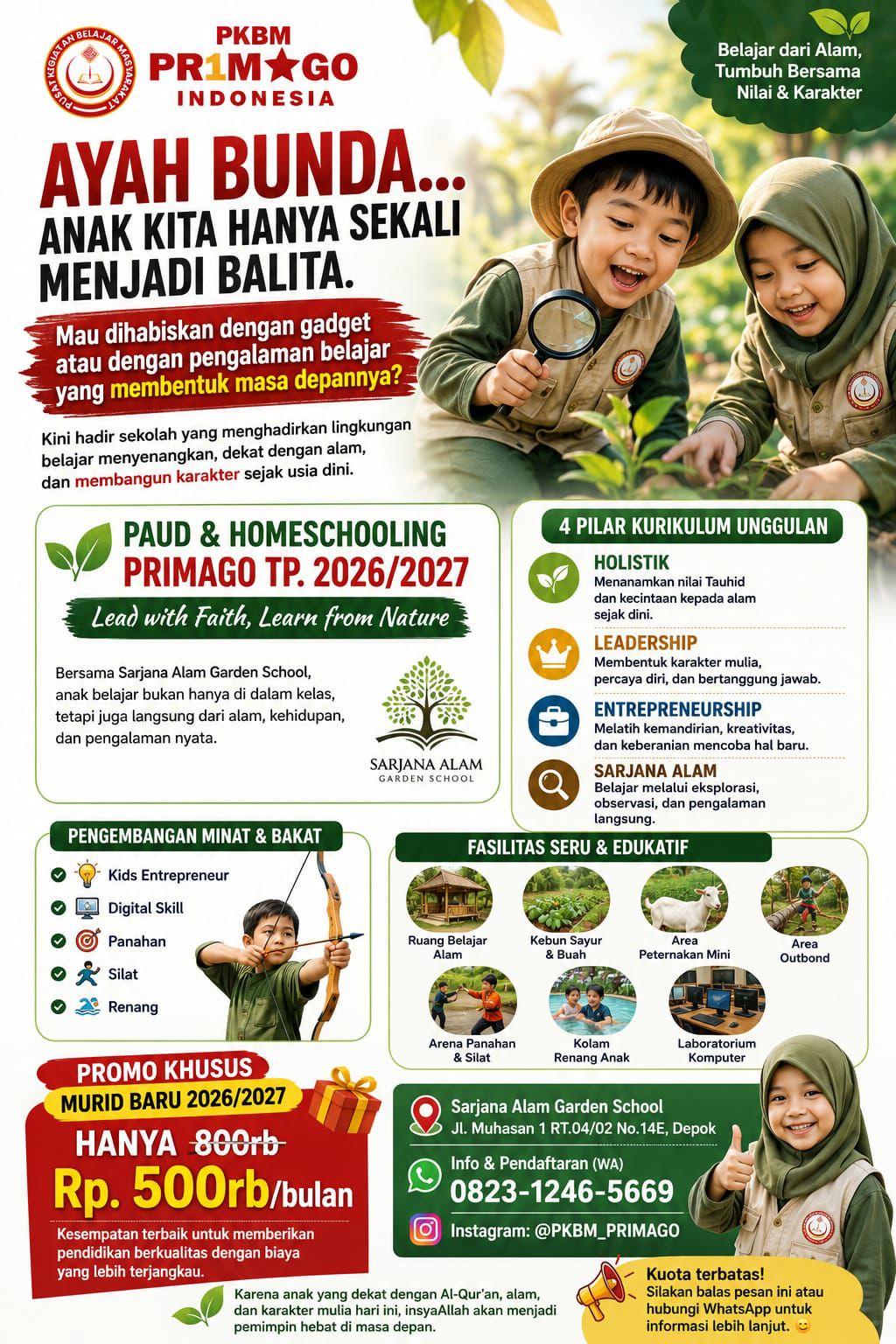 SPMB PAUD Dan Homeschooling Primago Tahun Ajaran 2026-2027