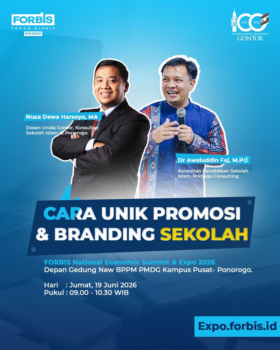 Primago Consulting Hadirkan Workshop Spesial “Cara Unik Promosi & Branding Sekolah” Di FORBIS National Econimic Summit & Expo 2026