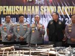Negara Hadir Berantas Senpi Ilegal, Polda Sumsel Musnahkan Ratusan Senjata Api Hasil Ops Senpi Musi 2026