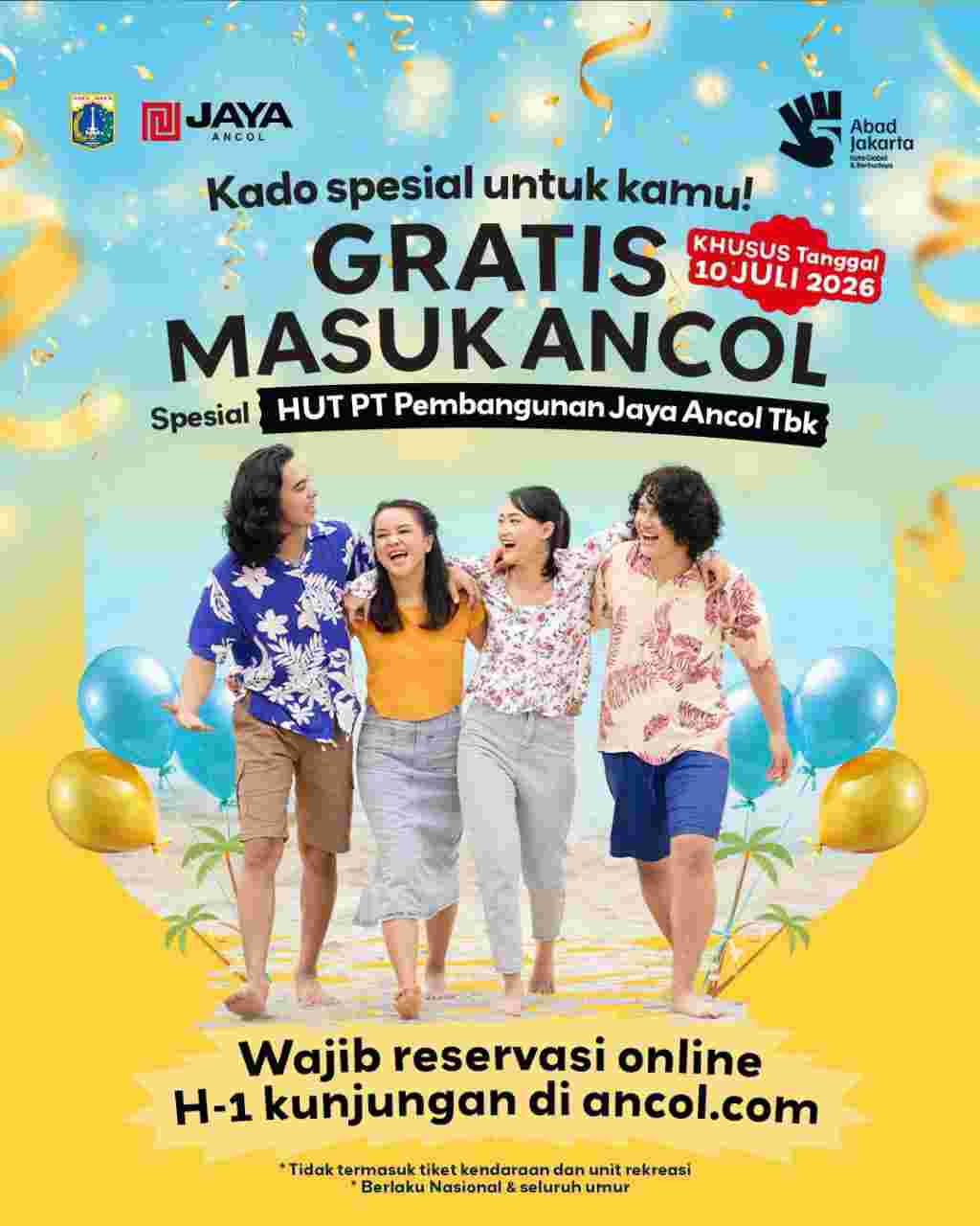 Rayakan HUT PT Pembangunan Jaya Ancol Tbk, Ancol Gratiskan Tiket Masuk untuk Pengunjung pada 10 Juli 2026