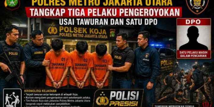 Respon Cepat Polsek Koja Ungkap Kasus Pengeroyokan Pascatawuran, Tiga Terduga Pelaku Ditangkap dan Satu Masuk DPO