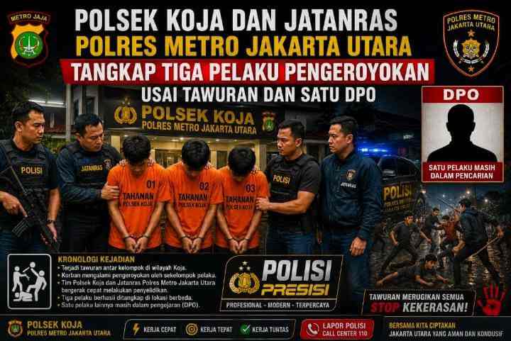 Respon Cepat Polsek Koja Ungkap Kasus Pengeroyokan Pascatawuran, Tiga Terduga Pelaku Ditangkap dan Satu Masuk DPO Respon Cepat Polsek Koja Ungkap Kasus Pengeroyokan Pascatawuran, Tiga Terduga Pelaku Ditangkap dan Satu Masuk DPO